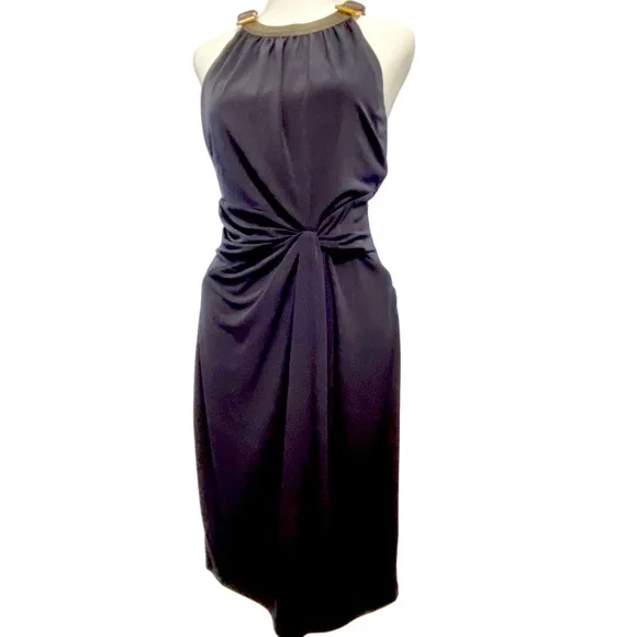 🧜🏼‍♀️ Michael Kors Bodycon Snakeskin Buckle Halter Dress - Picture 3 of 9